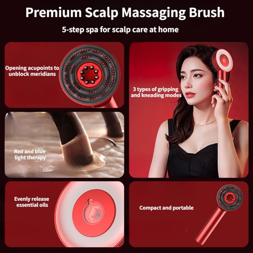 Forubar Scalp Rosemary Oil Massaging Brush - Red Light Therapy